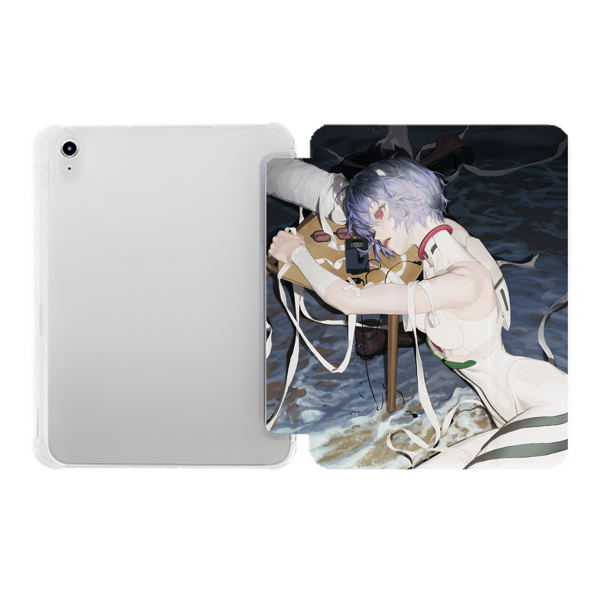 （画像用） EVA 新世紀エヴァンゲリオン IPad ケース ペン収納付き 三つ折りスタンド PUレザー×シリコン 対応機種9.5/10.5/10.9インチ